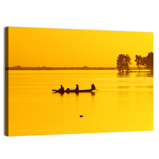 Pirogue On River Wall Art