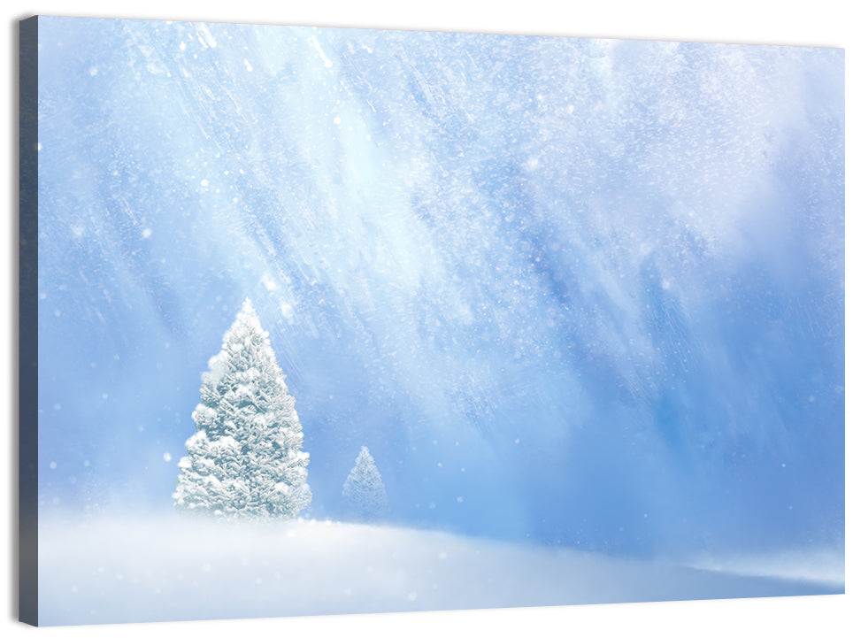 Two Snowy Evergreens Wall Art
