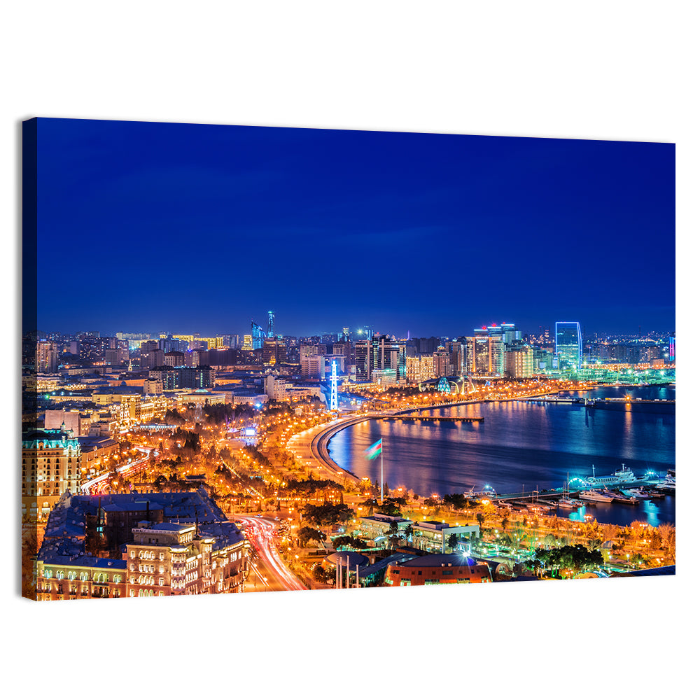 Baku Night Skyline Wall Art