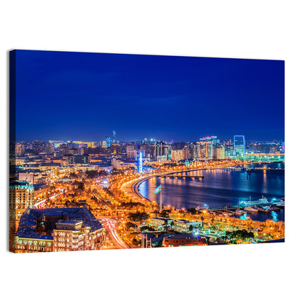 Baku Night Skyline Wall Art