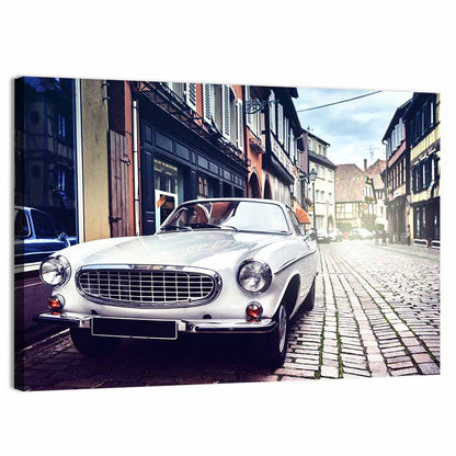 Vintage Car on Cobblestone Street Wall Art
