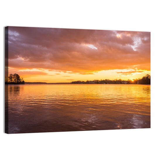 Golden Sunset Over Lake Norman Wall Art