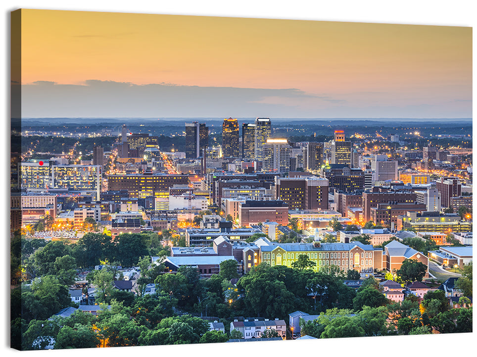 Birmingham Skyline at Golden Hour Wall Art, canvas print, landscape