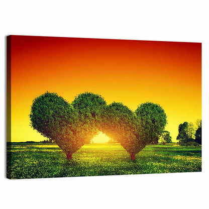 Heart Trees at Golden Sunset Wall Art