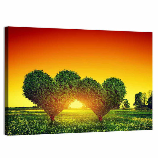 Heart Trees at Golden Sunset Wall Art