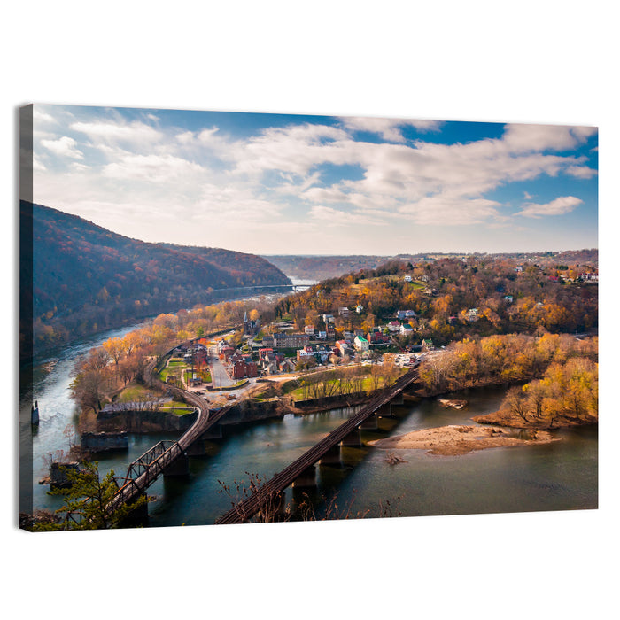Maryland Heights Over Harpers Ferry Wall Art as a canvas print