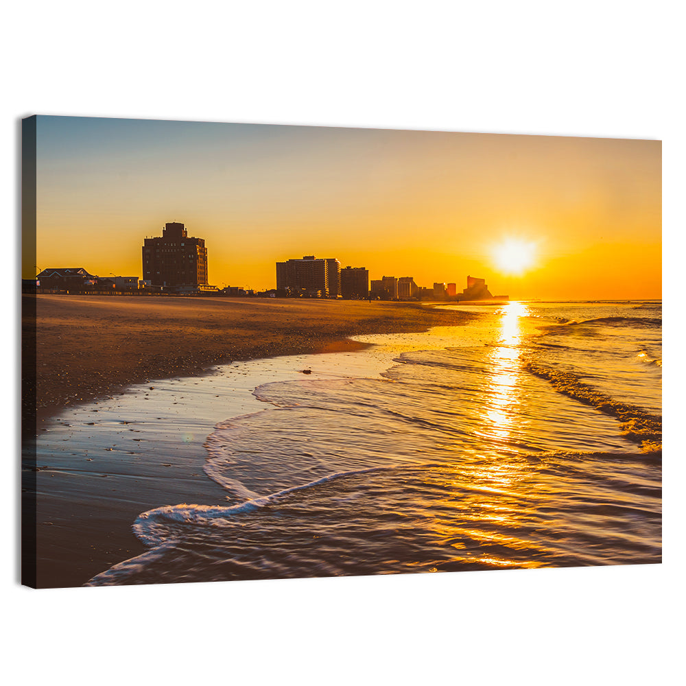 Ventnor Beach Sunrise Reflection Wall Art, canvas print, landscape