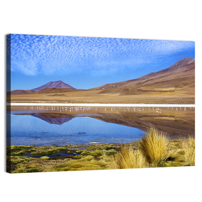 Red Lagoon Flamingo Reflection Wall Art