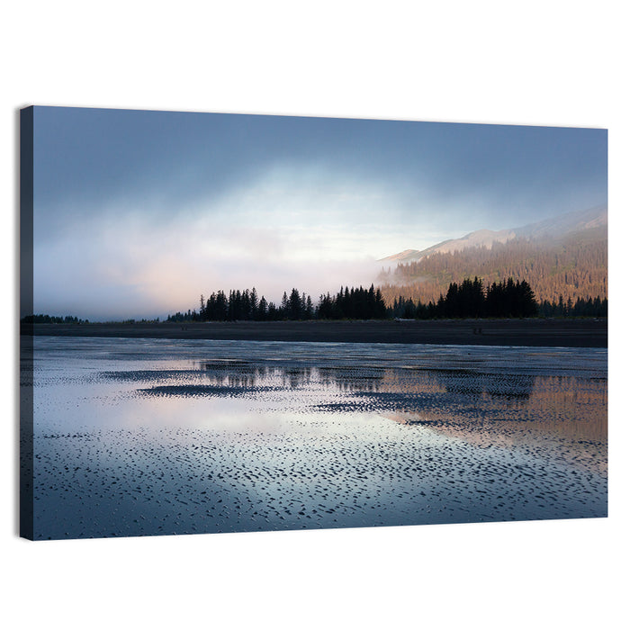 Lake Clark Foggy Shoreline Wall Art as a canvas print