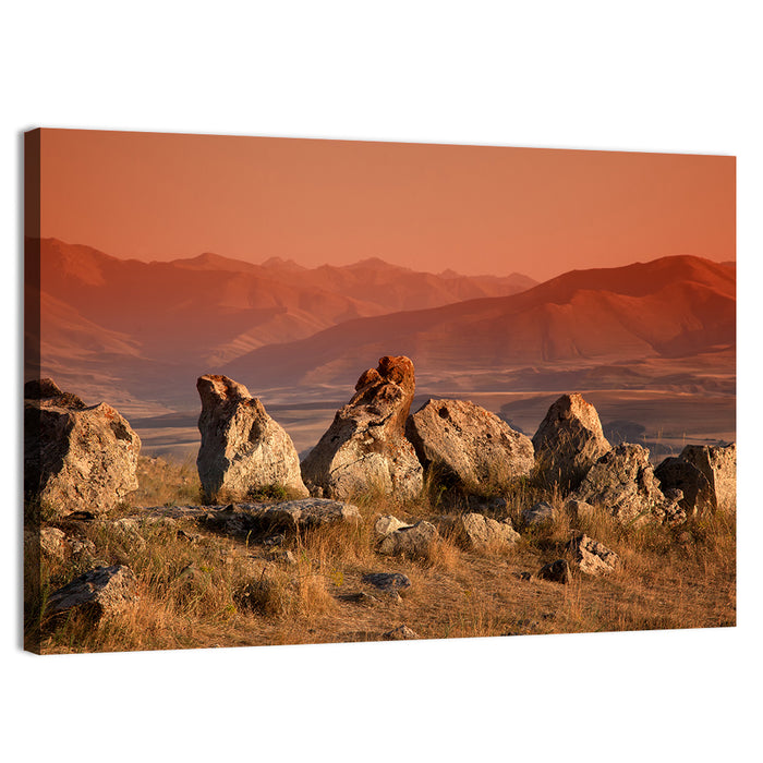 Karahunj Rocky Ridge at Sunset Wall Art as a canvas print