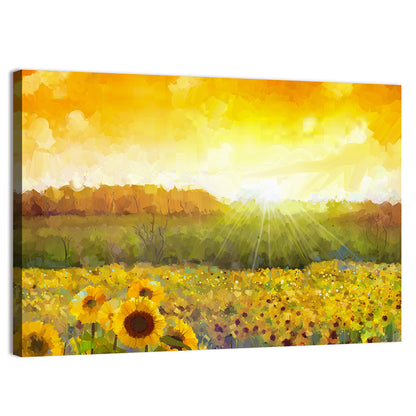 Sunburst Sunflowers Abstract Wall Art