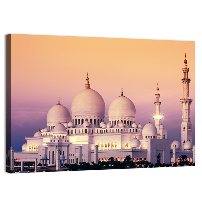 Sheikh Zayed Grand Mosque at Dusk Wall Art as a canvas print