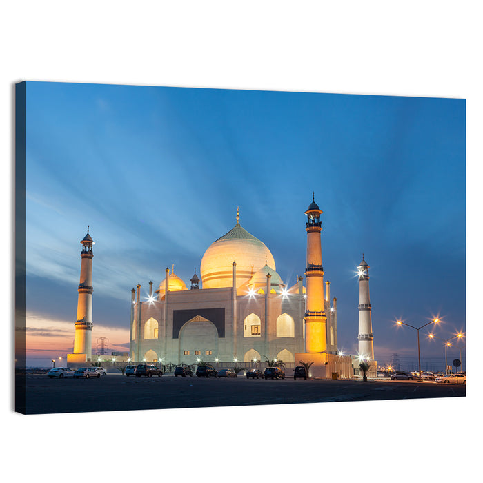 Siddiqa Fatima Zahra Mosque at Dusk Wall Art as a canvas print