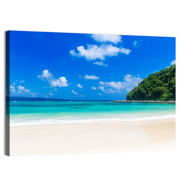 Turquoise Tropical Beach Scene Wall Art as a canvas print