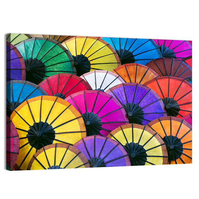 Vibrant Market Parasols Wall Art as a canvas print