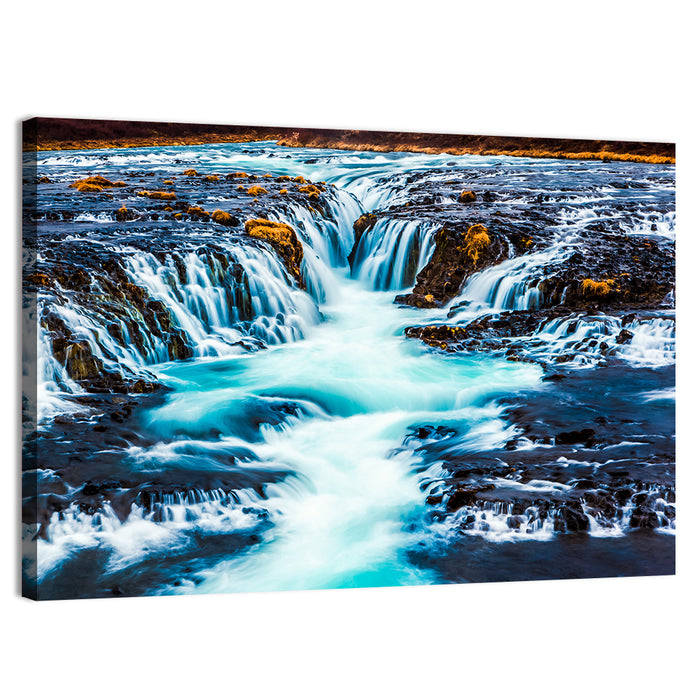 Bruarfoss Multi Tier Waterfall Wall Art as a canvas print