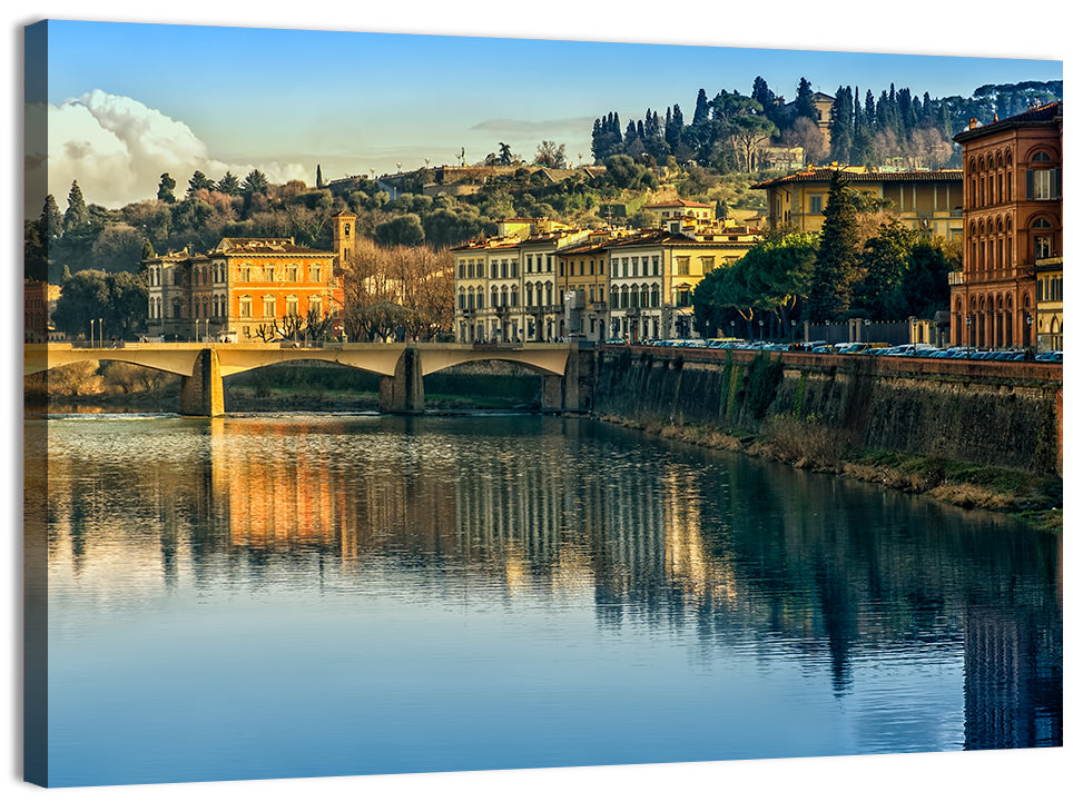 Golden Hour Florence Over the Arno River Wall Art, canvas print, landscape