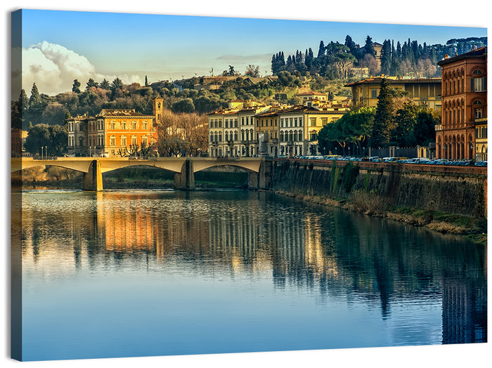 Golden Hour Florence Over the Arno River Wall Art as a canvas print