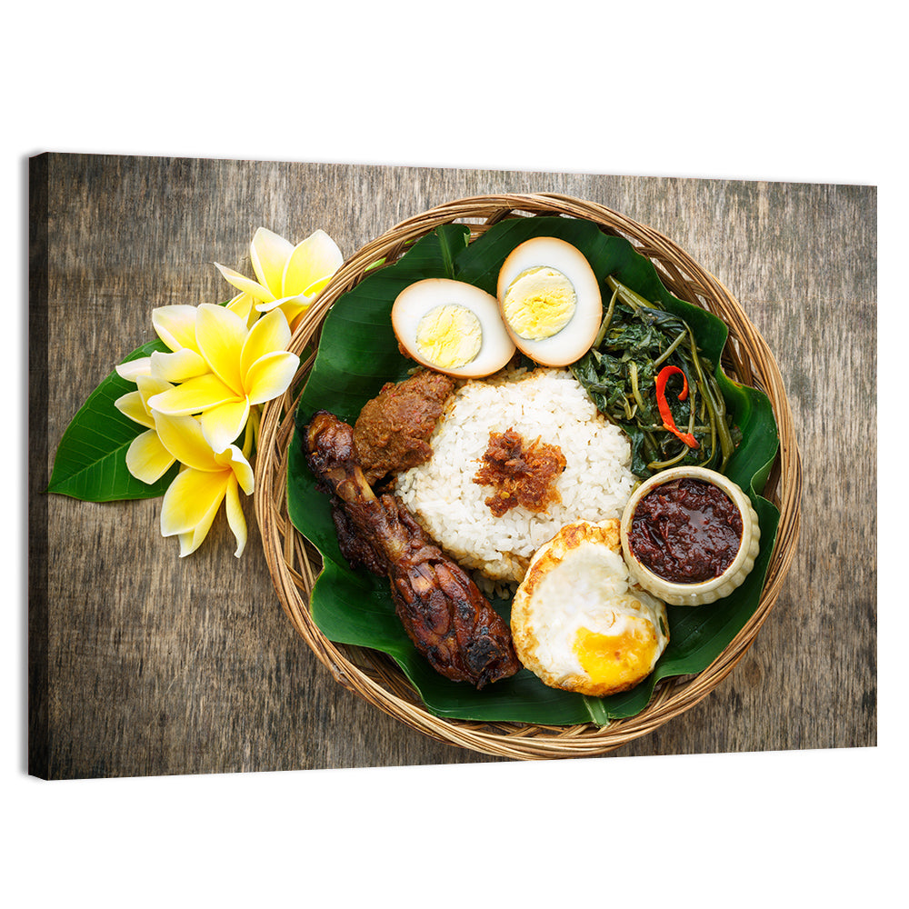 Nasi Campur in Woven Basket Wall Art