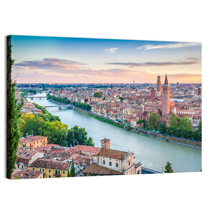 Verona Riverbend at Golden Hour Wall Art
