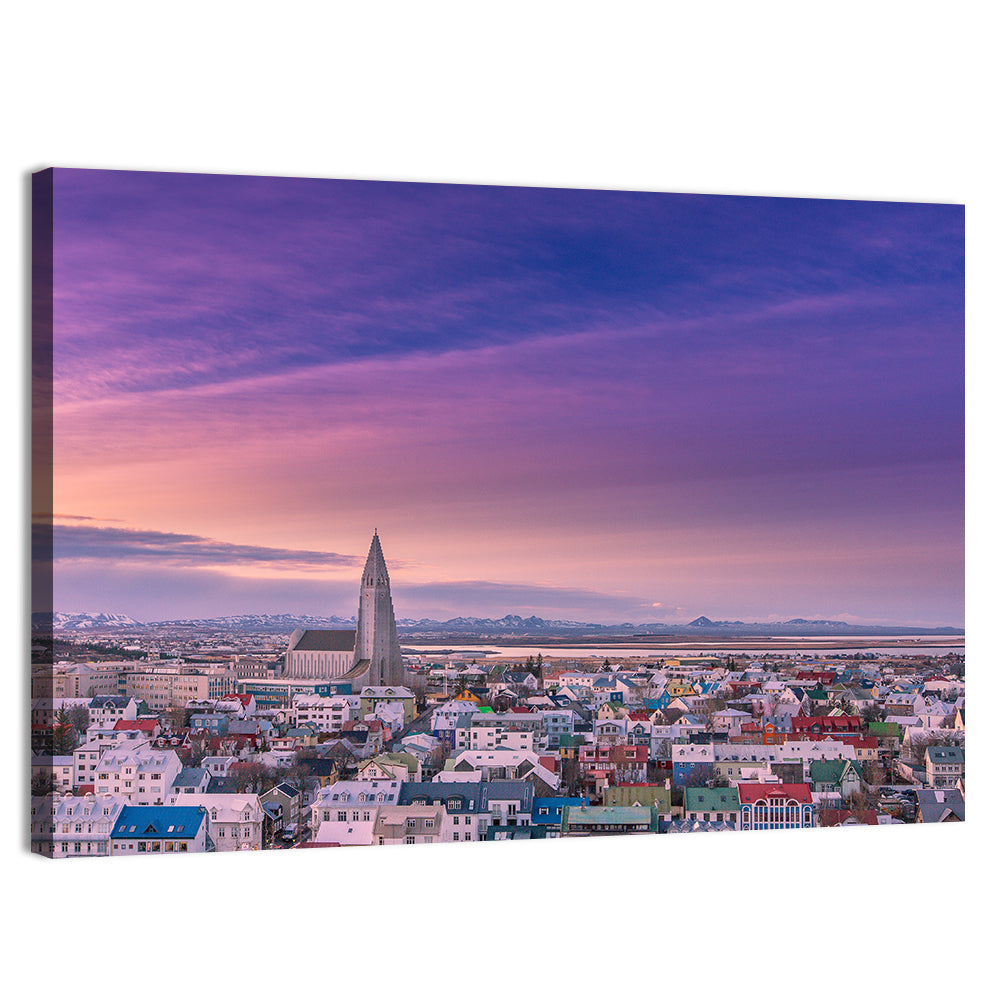 Dawn Over Reykjavik Wall Art