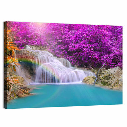 Dreamy Purple Forest Waterfall Wall Art