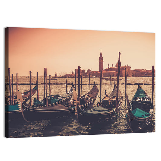 Gondolas In Canal Wall Art