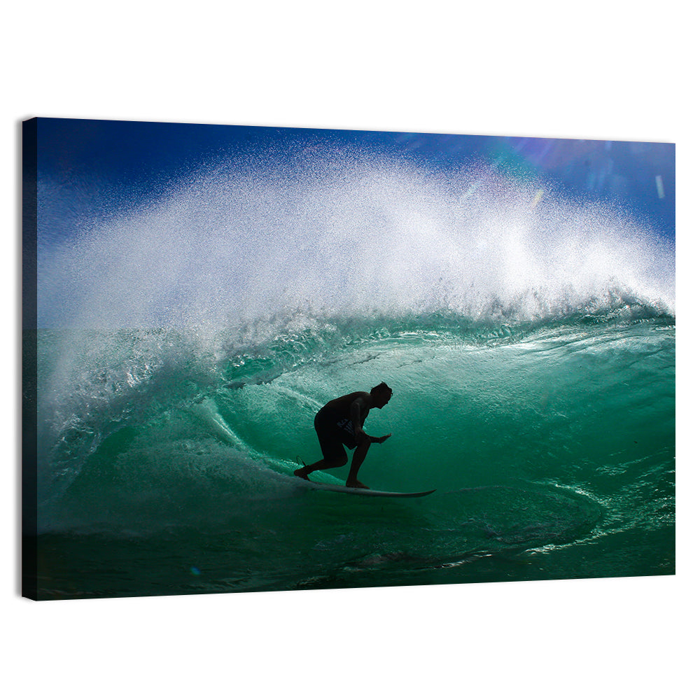 Surfer in Barrel Wave Wall Art