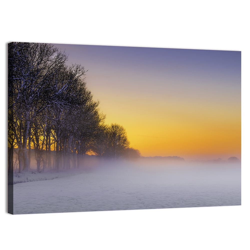 Winter Fog at Sunset Wall Art, canvas print, landscape