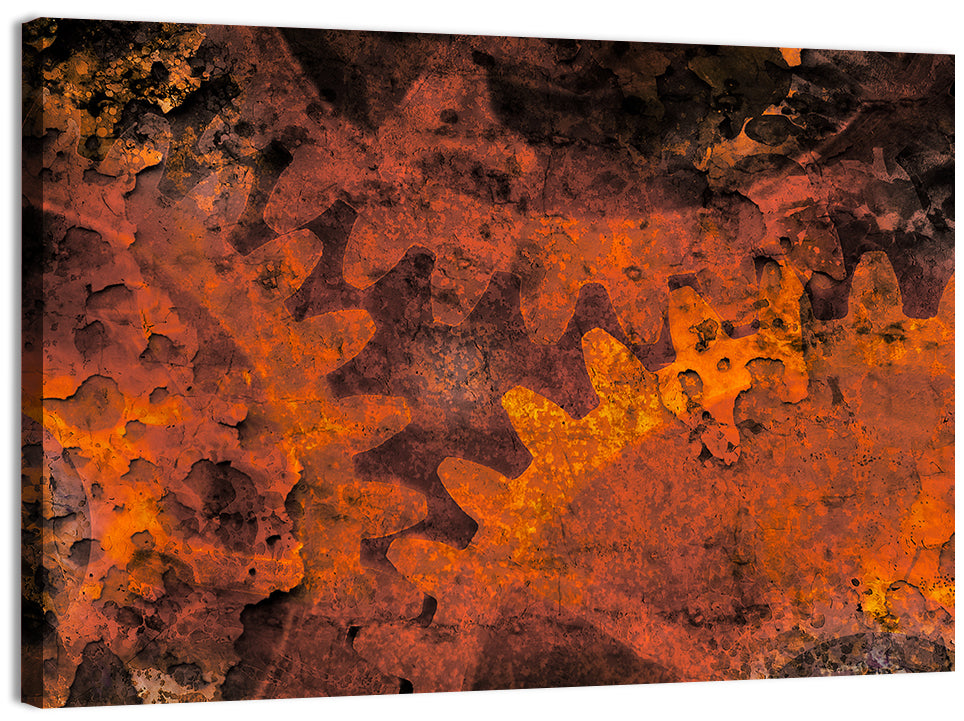 Weathered Gears Study Wall Art, canvas print, landscape