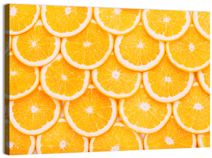 Orange Slice Grid Pattern Wall Art as a canvas print
