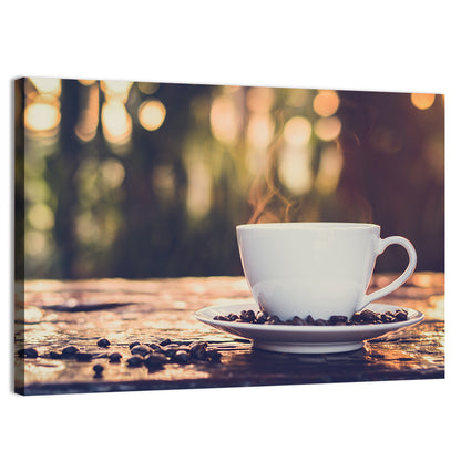 Steaming White Coffee Cup Wall Art