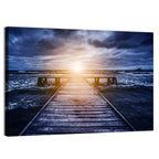 Sunlit Wooden Jetty at Dusk Wall Art