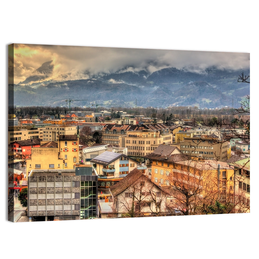 Vaduz Autumn Cityscape Wall Art, canvas print, landscape
