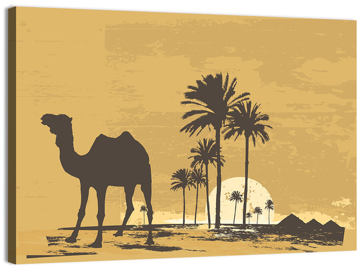 Giza Camel Silhouette Wall Art as a canvas print