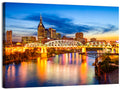 Nashville Skyline at Twilight Bridge Reflections Wall Art