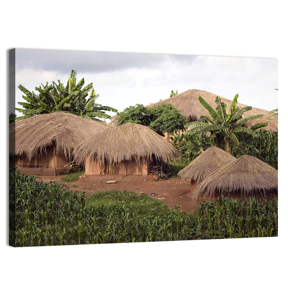 Thatched Roof Huts Wall Art, canvas print, landscape