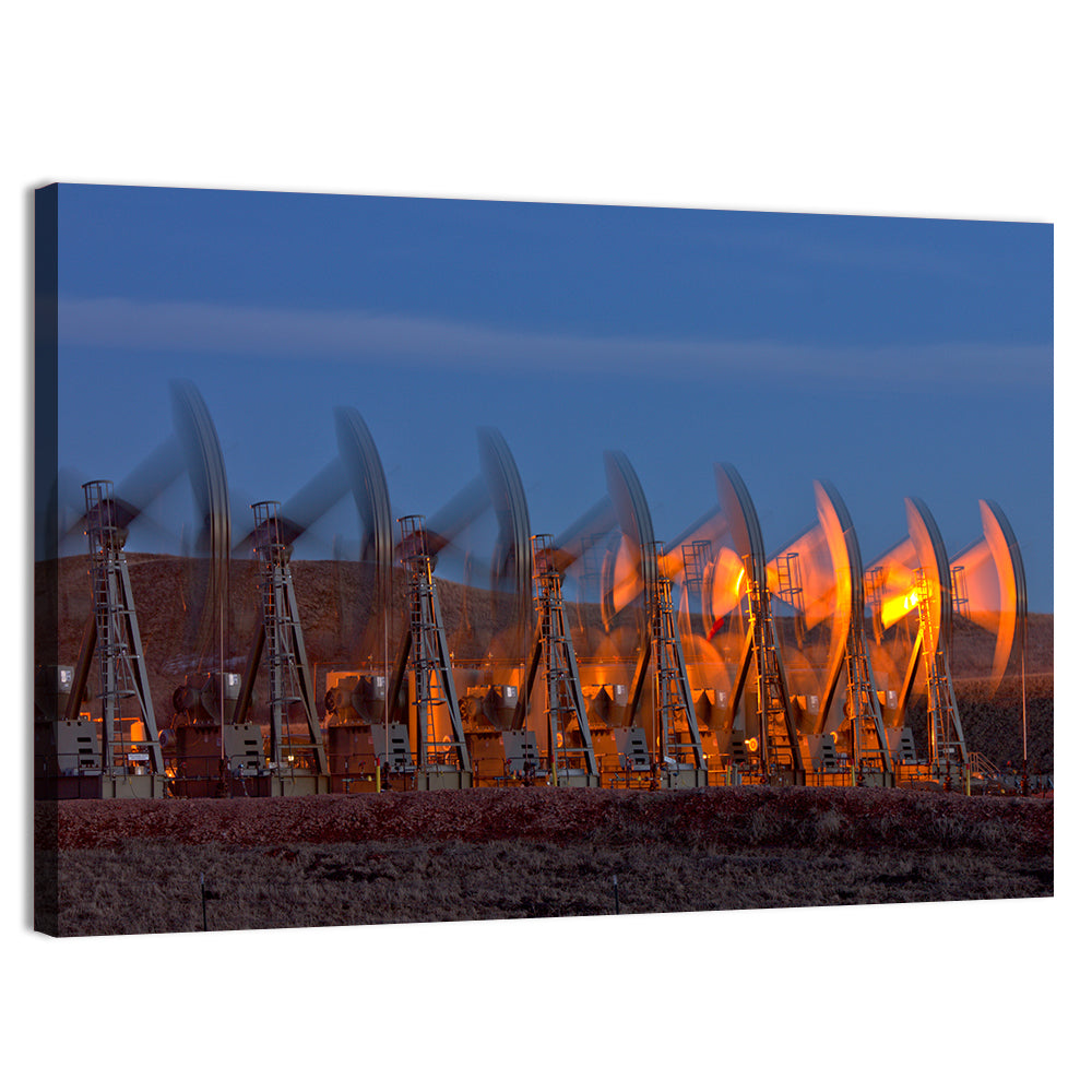 Oil Pump Jacks at Dusk Wall Art