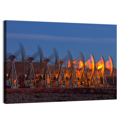 Oil Pump Jacks at Dusk Wall Art