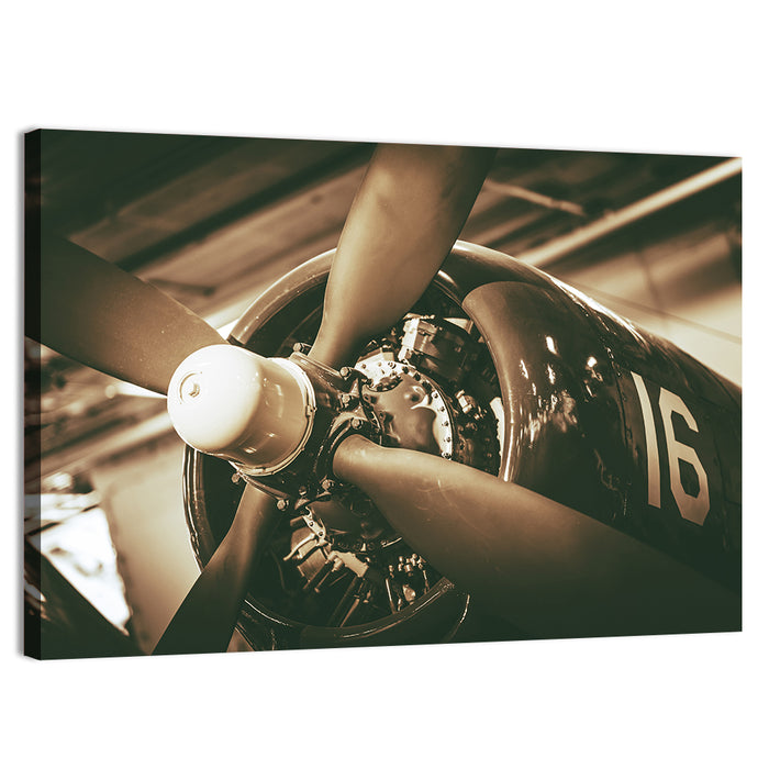 Vintage Military Propeller Plane Wall Art as a canvas print