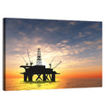 Sunset Oil Rig Silhouette Wall Art