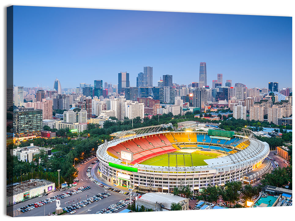 Workers' Stadium at Dusk, Beijing Skyline Wall Art, canvas print, landscape