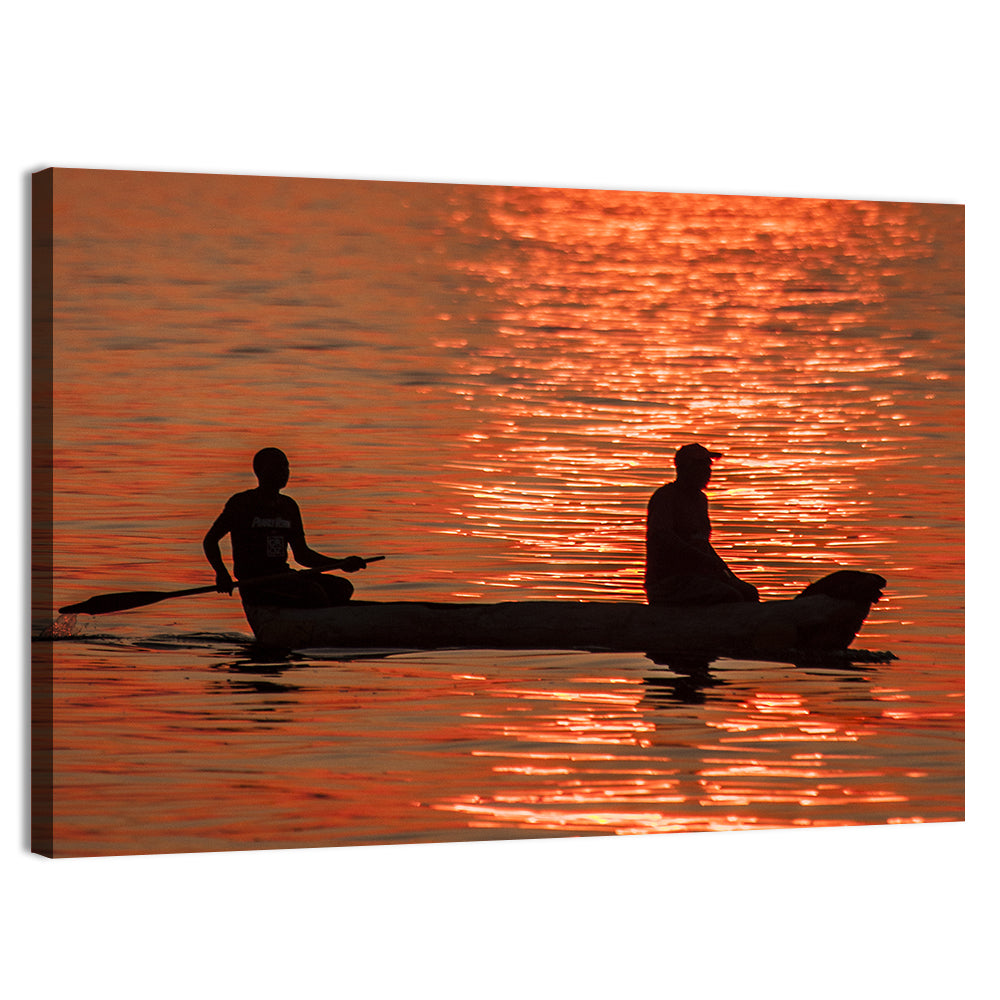 Sunset Canoe Silhouette Wall Art