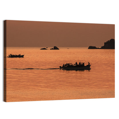 Lake Malawi Sailboats at Sunset Wall Art