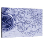Aegean Nautical Map with Compass Wall Art