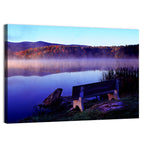 Bench at Misty Lake Sunrise Wall Art