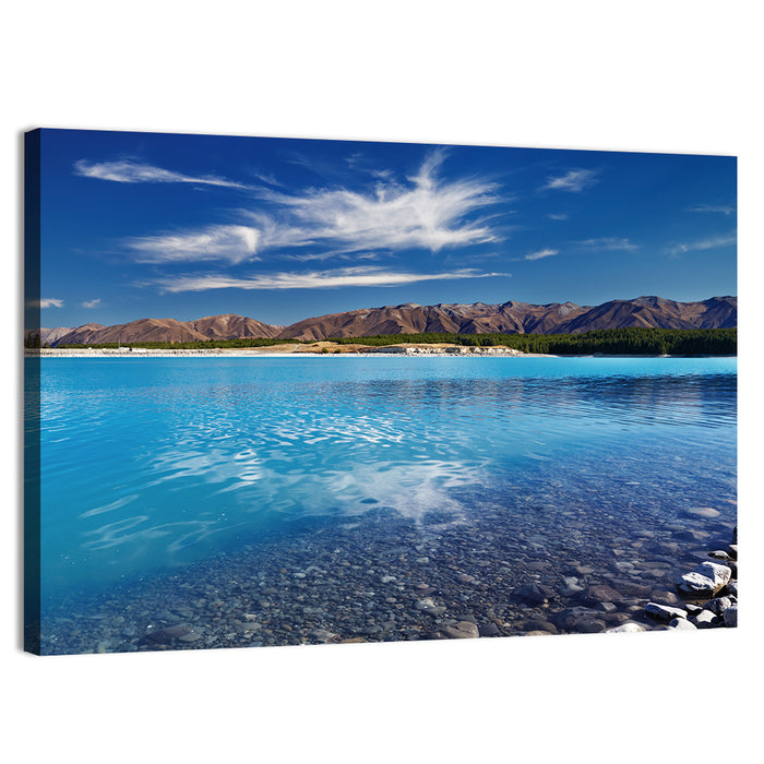 Lake Pukaki Pebble Shore Wall Art as a canvas print