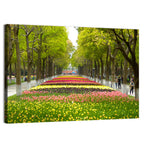 Tree-lined Tulip Garden Path Wall Art