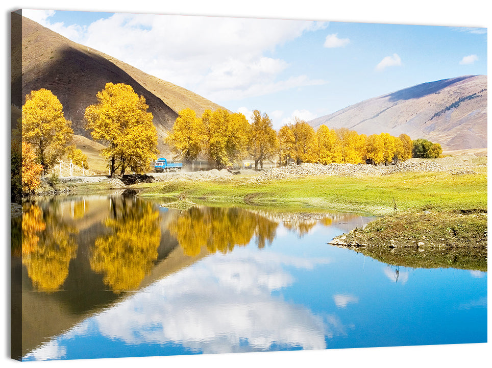 Chanxi Autumn Reflection Road Wall Art