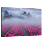 Misty Pink Tulip Field Wall Art